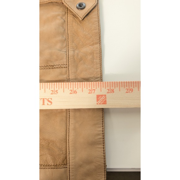 Mens Tan Nappa Leather Jacket Cowboy Western Style Star Embroidery Size L - Picture 11 of 11